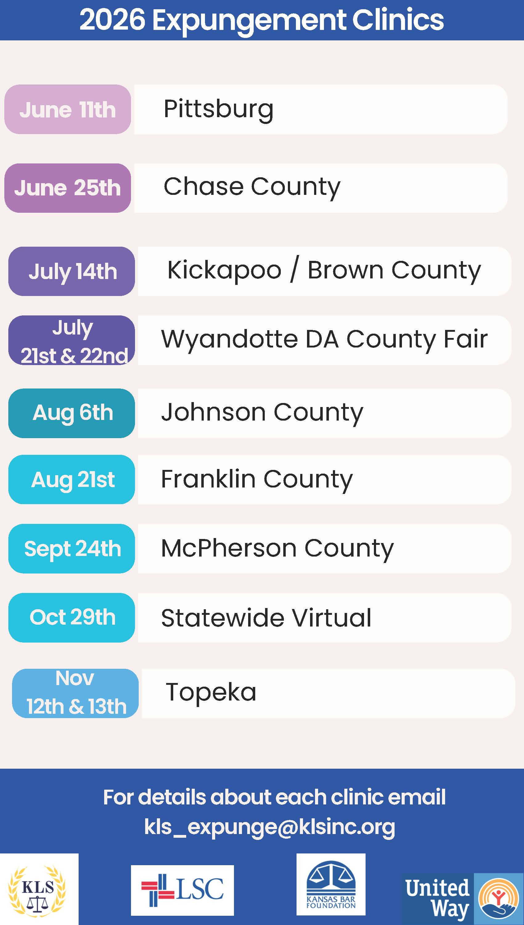 updated clinic schedule